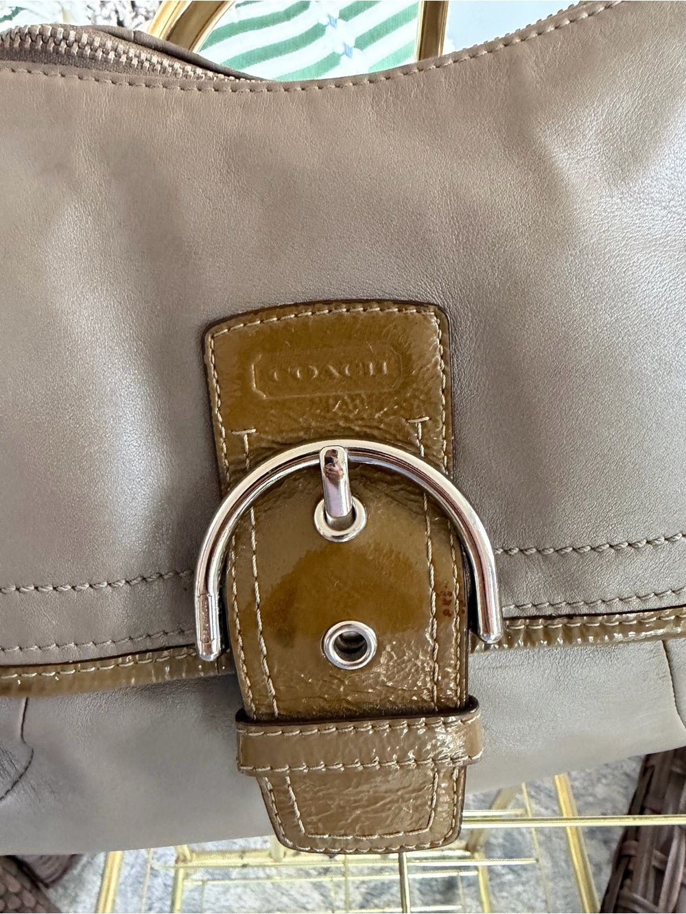 Coach Olive and Tan Leather Shoulder Bag - Picture 5 of 12